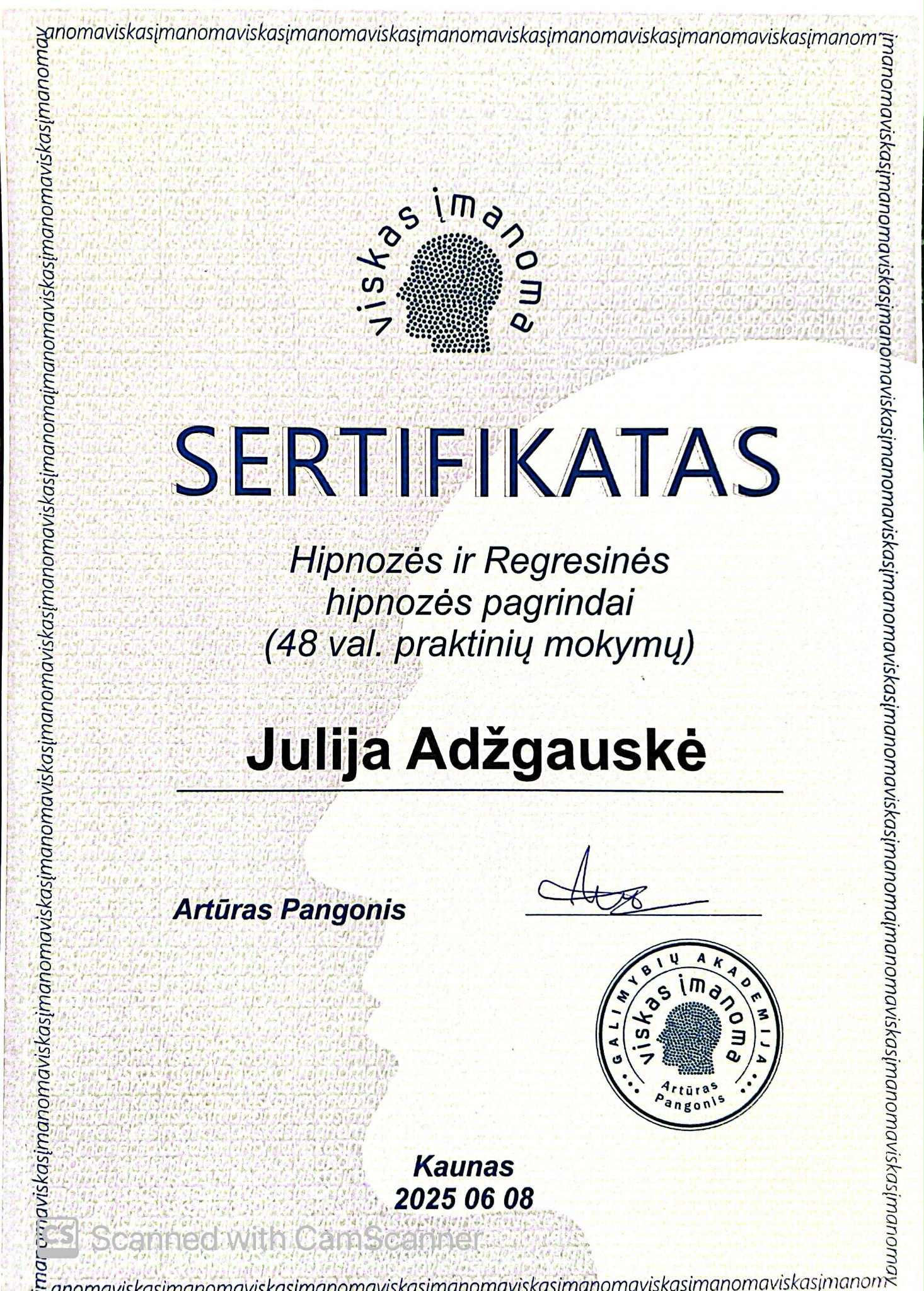 Julija Adžgauskė - Upeta.lt vedlė sertifiktas, diplomas, pažymėjimas 6